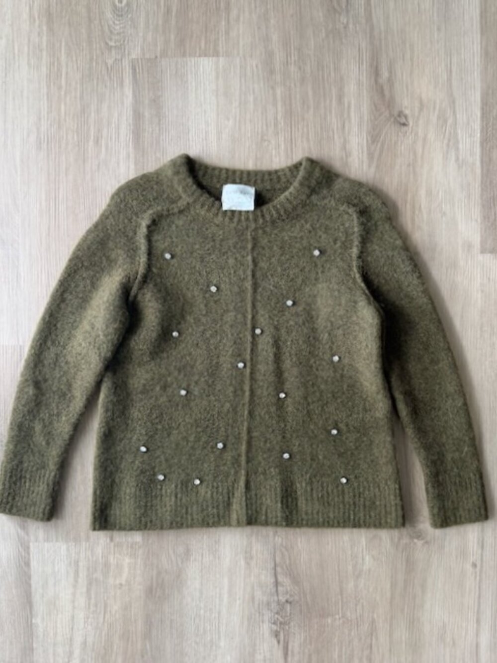 forte_forte Olive Alpaca Crystal Studded Sweater SMALL